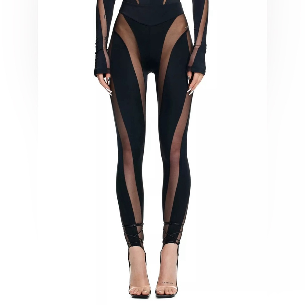 Mugler x H&M Mesh-paneled Stirrup Leggings - Black, Size 6